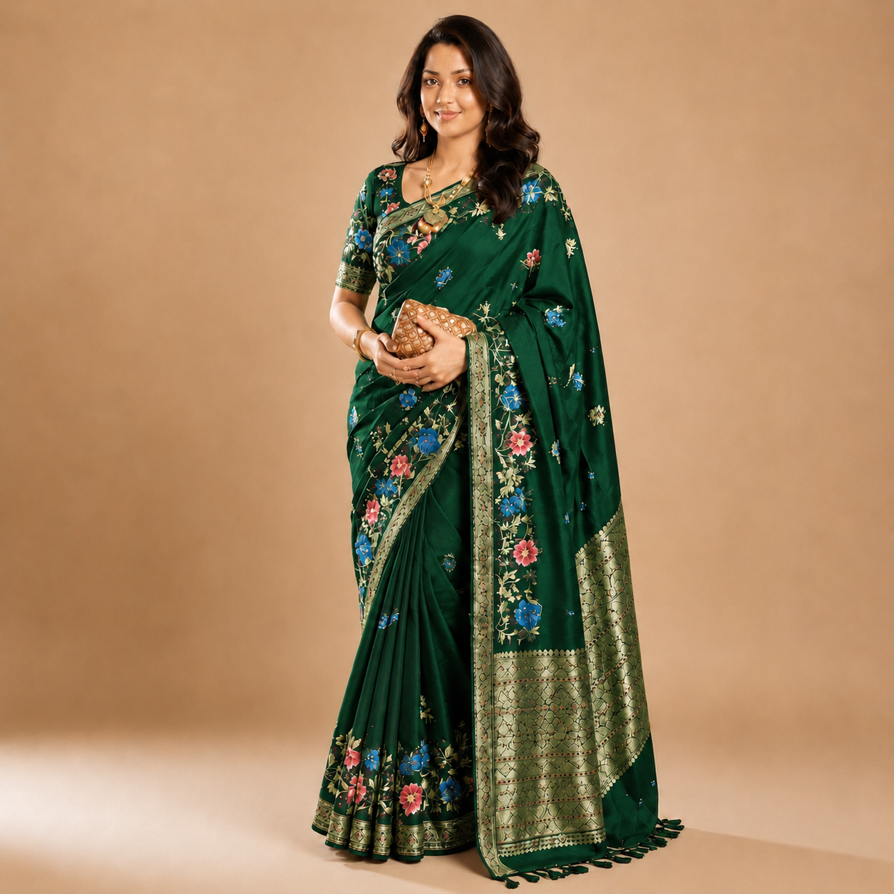 Premium Soft Silk Bottle Green color Saree – Elegant & Stylish Look-7093