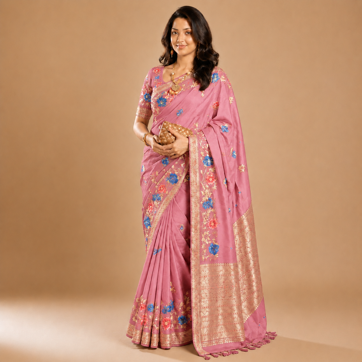 Premium Soft Silk Dusty Pink colour Saree – Elegant & Stylish Look-7095