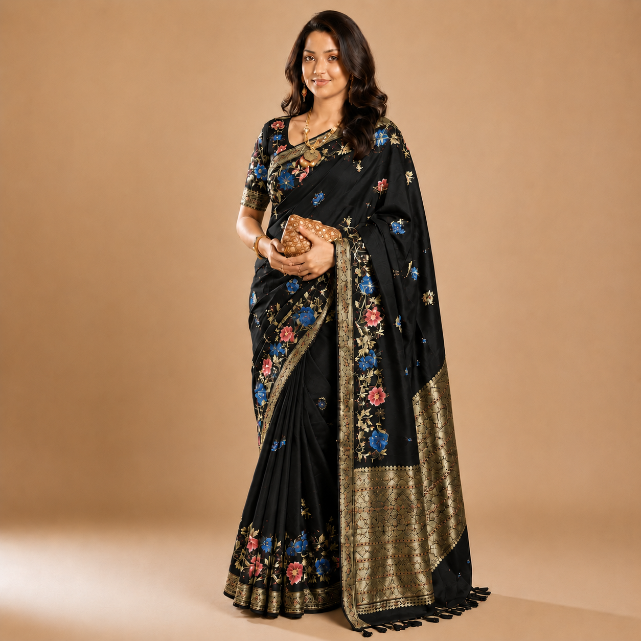 Premium Soft Silk Black color Saree – Elegant & Stylish Look 7096