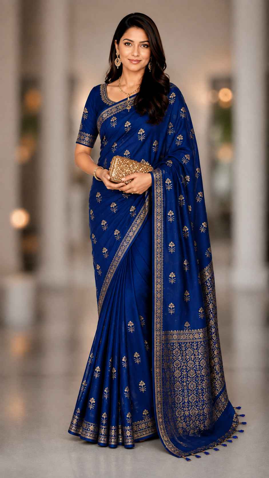 Premium Soft Silk Nevy blue colour Saree – Elegant & Stylish Look-7097